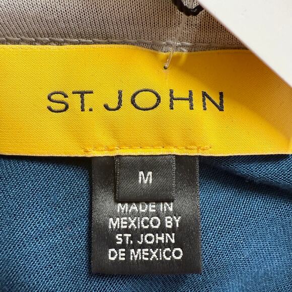 St. John Top Blouse Womens Medium Silk Blend Long Sleeve $295 Nautical SOFT NEW - Picture 3 of 13